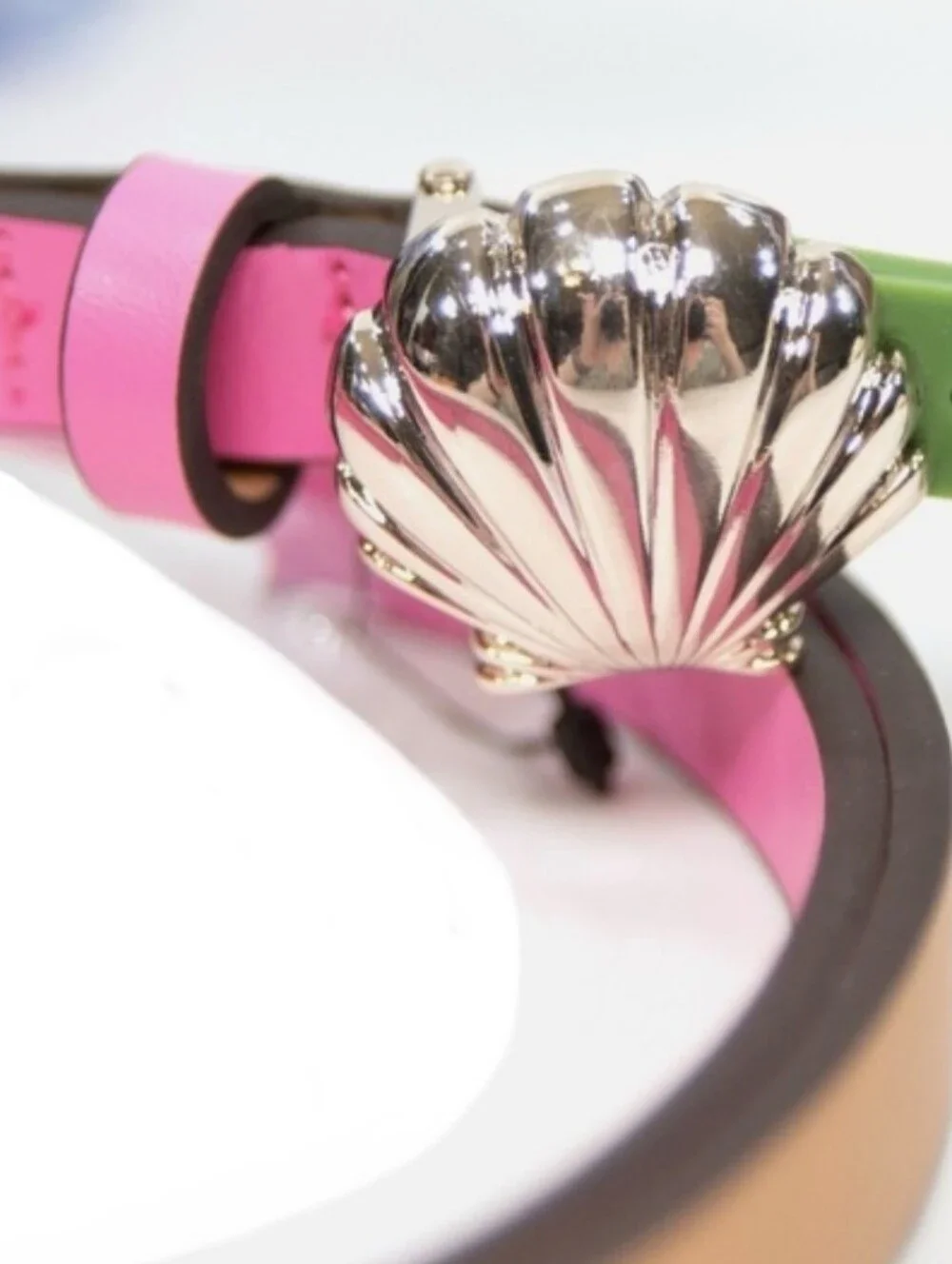 Pink Leather Shell-Accent Women's Belt - Medium
